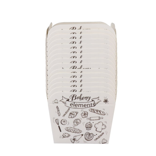 FELTECHELECTR 100 moldes de papel desechables cuadrados para cupcakes, tazones de postre resistentes al calor, mini cajas para pasteles, suministros para fiestas (blanco, café)