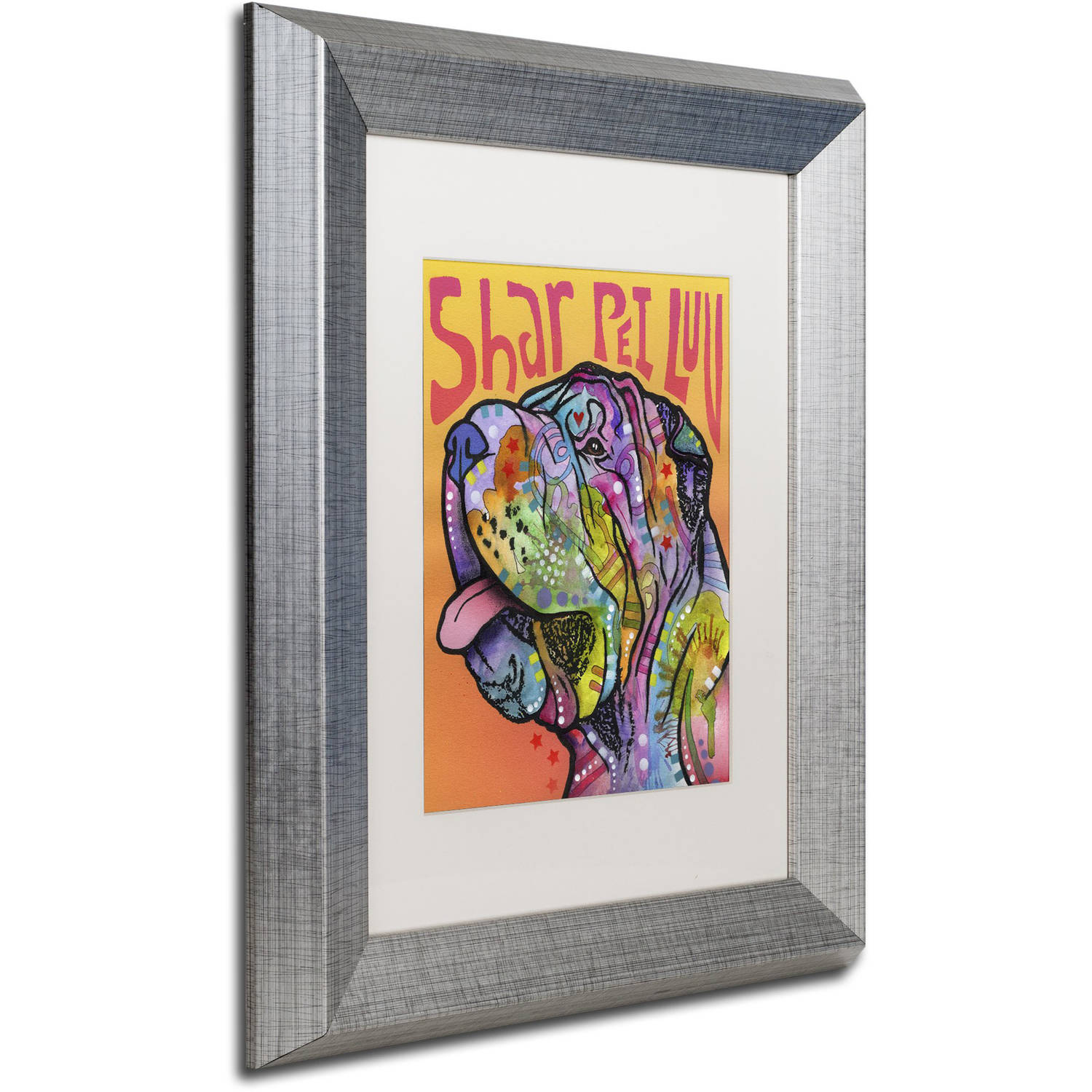 Shar Pei Love' Canvas Art by Dean Russo, White Matte, Silver Frame