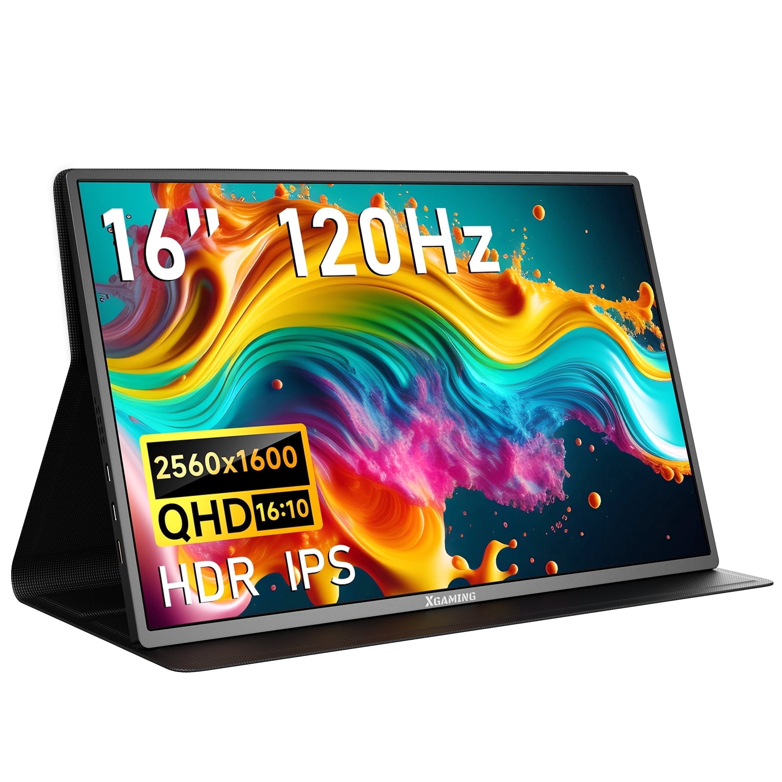 16" 120Hz 2.5K Portable Gaming Monitor with Magnetic Cover, XGaming IPS LaptopScreen Extender with Speaker, Dual Type-C,HDMI, Portable Monitor for Laptop PC Mac Xbox PS4/PS5