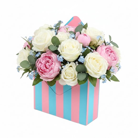 Elegant Florist Bouquet Envelope Boxes - Folding Portable Paper Flower Arrangement Gift Packaging for Wedding, Party, Birthday, Mother's Day (7.8x2.7x11.8 Inch)