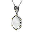 thumbnail image 6 of Vintage Iridescent Oval White Shell Marcasite Frame Sterling Silver Necklace, 6 of 6