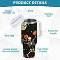 thumbnail image 2 of Yayeee 30oz Stainless Steel Tumbler with Straw and Handle Double-Wall Insulated Travel Water Bottle, Black Halloween Dancing Skeleton, 2 of 8