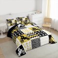 thumbnail image 3 of Homewish Motercycle Sports Player Queen Comforter Set, Eat Sleep Ride Bedding Sets, Yellow Patchwork Print Reversible Bedding Comforter Set, Ultra Soft Bedroom Decor, 3 Pieces, 3 of 8