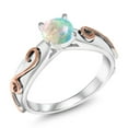thumbnail image 2 of Gem Stone King 0.30 Ct Round Cabochon White Simulated Opal 925 Sterling Silver 2 Tone Vine Ring (Size 8), 2 of 5