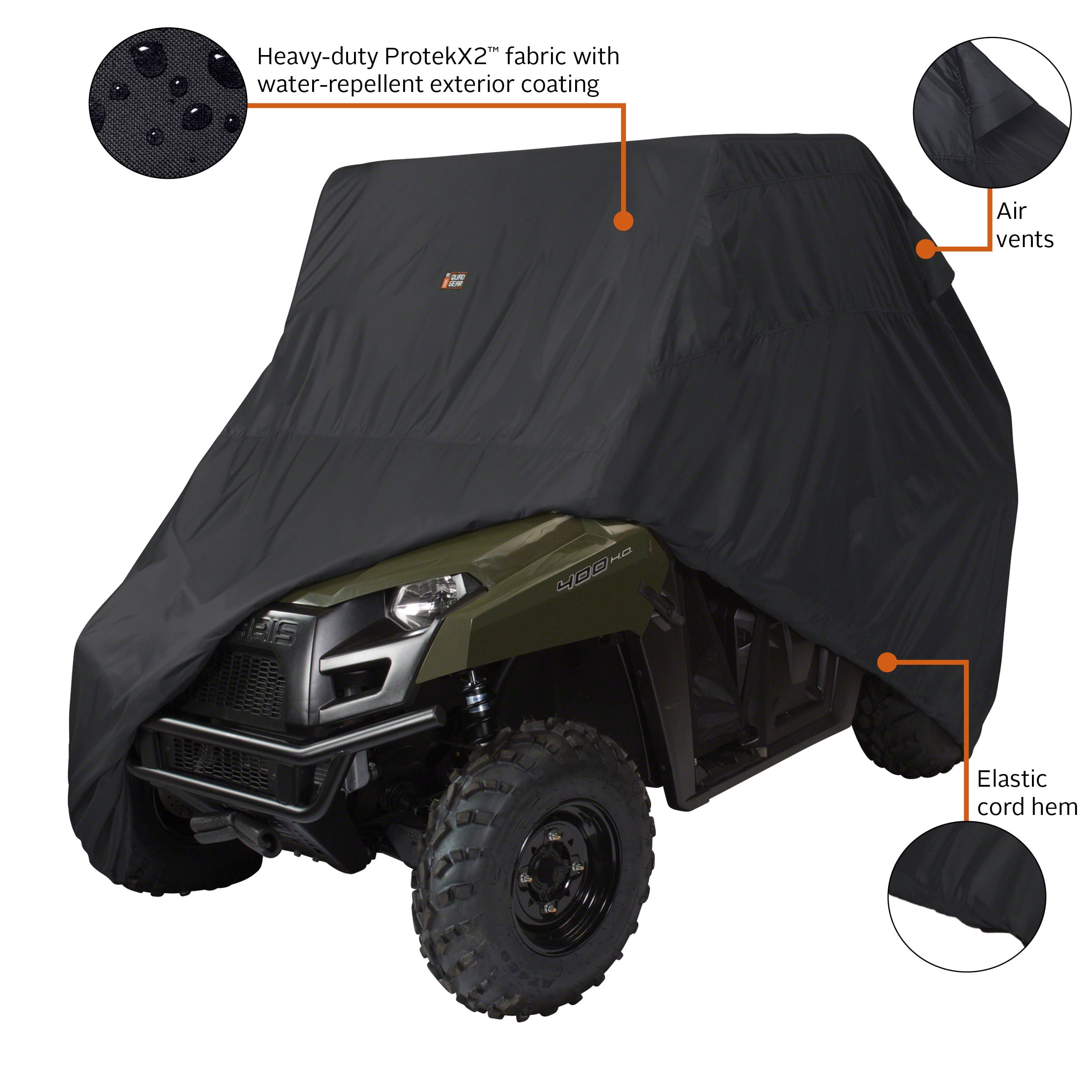 Classic Accessories QuadGear UTV Storage Cover, Fits UTVs up to 125"L x 64"W x 70"H, x-large, Black