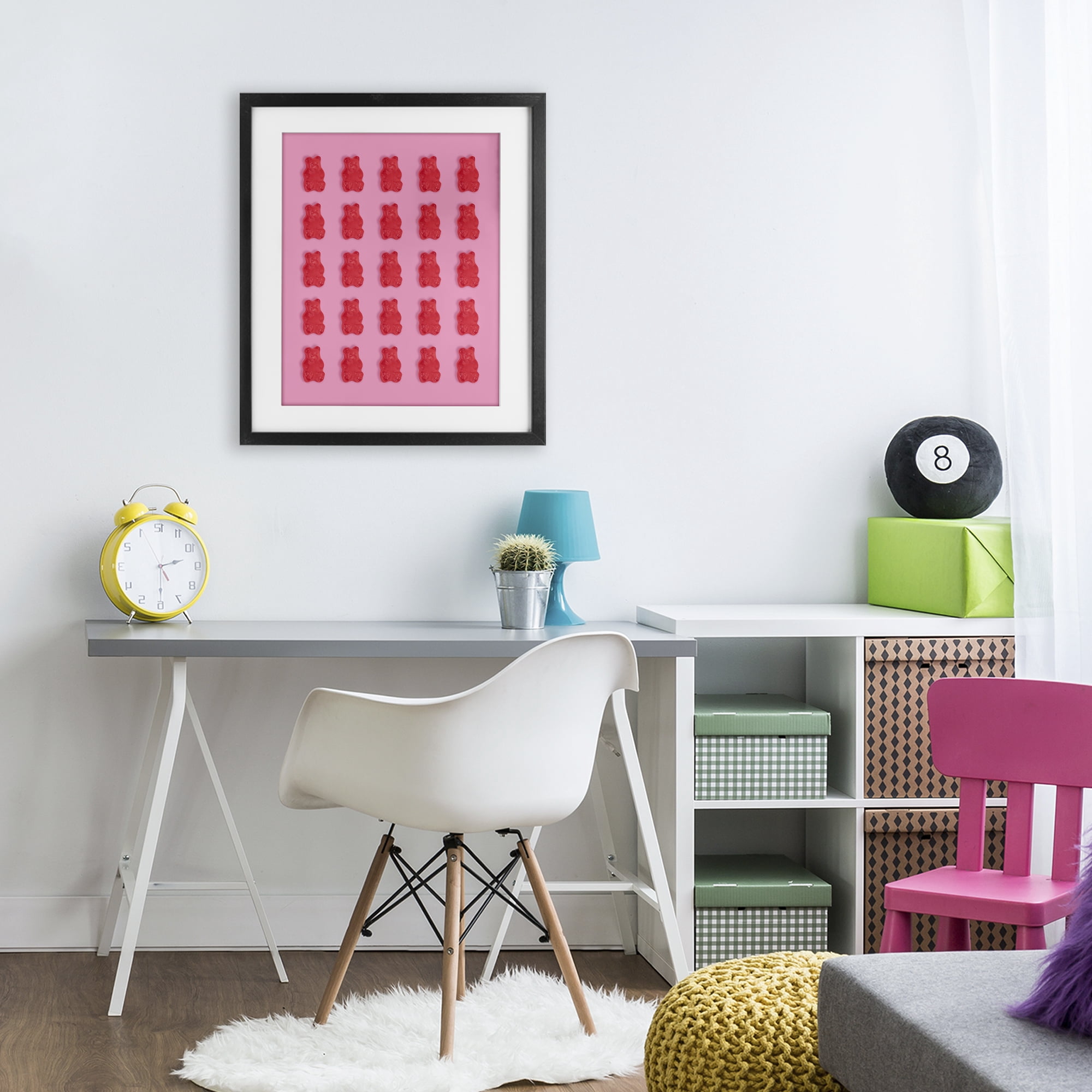 Stupell Industries Red Gummy Bears on Pink Black Framed Print Under Glass, design by LISH Creative