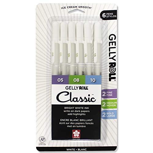 Asst Tips 05/08/10 Opaque White Ink SAKURA GELLY ROLL Classic Gel Pens 6 PK 57461 