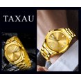 thumbnail image 5 of Taxau Gold Watch For Men Gold Stainless Steel Strap Watch Men Big Gold Dial Mens Watch Men Fashion Date Watch Mens Waterproof Watch Classic Analog Quartz Men Wrist Watches, 5 of 10