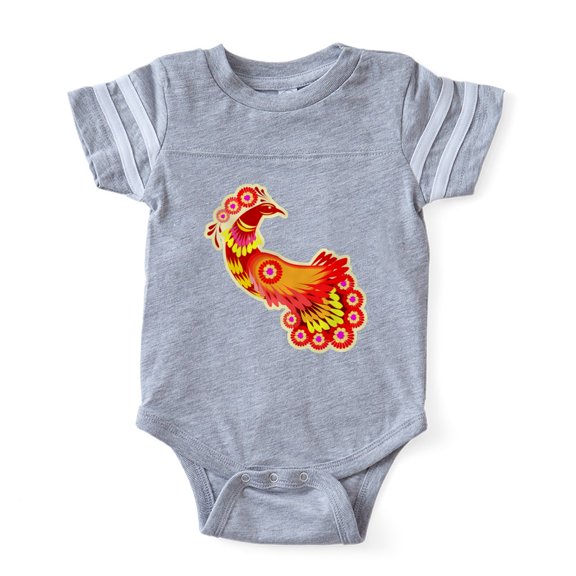 CafePress - Peacock Peach - Cute Infant Baby Football Bodysuit