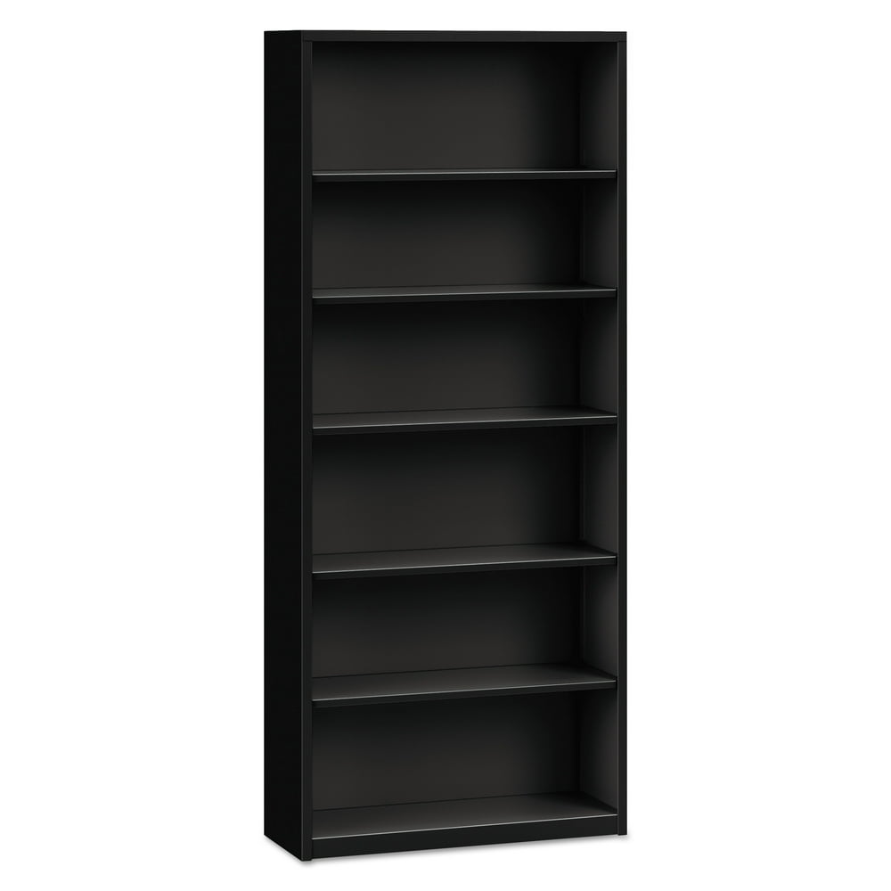 Alera Steel Bookcase, 6Shelf, 34.5"w x 12.63"d x 81.13"h, Black