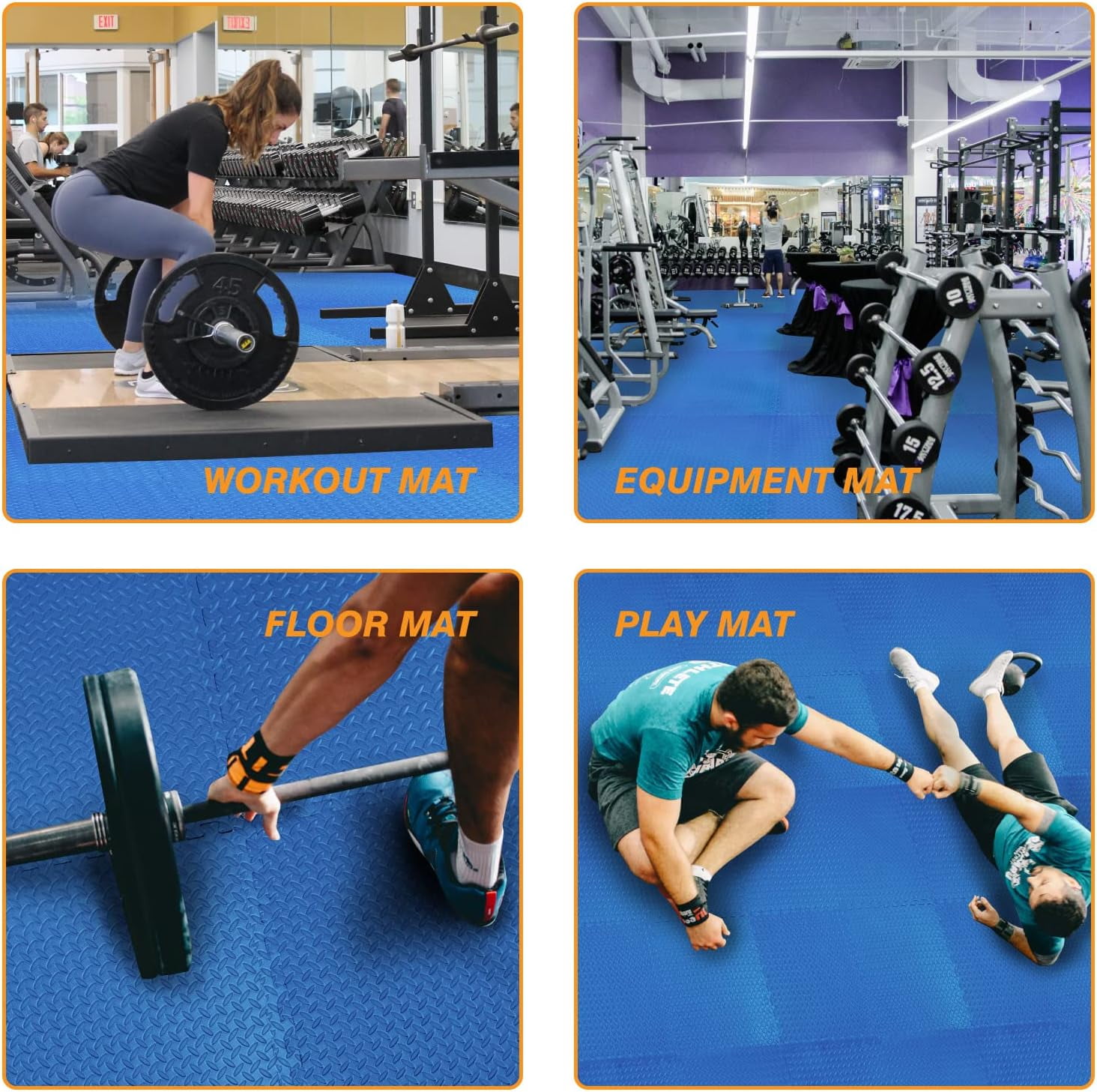 FIXTECH Puzzle Exercise Mat, EVA Interlocking Foam Floor Tiles For Home Gym, Mat For Home Workout Equipment, Floor Padding For Kids, Blue, 24 In X 24 In X ½ In, 24 Sq Ft - 6 Tiles