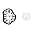 thumbnail image 1 of Reloj de pared,Reloj de pared interior nórdico con números romanos,Relojes distorsionados Reloj electrónico de lujo moderno,Acuario de escritorio,Pecera pequeña transparente,jarrón para, 1 of 8