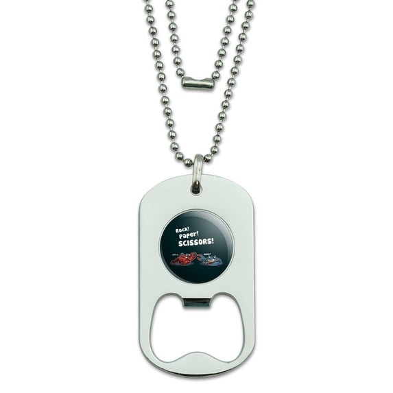 Rock Paper Scissors Lobster Crab Funny Military Dog Tag Bottle Opener Pendant