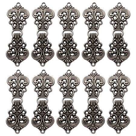 

10 Pairs of Auspicious Moire Cutout Buckle Ruffled Coat Buckle Clothing Decoration (Black)