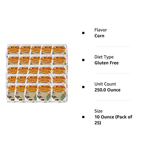 El Milagro Classic Corn Maiz Natural Soft Tortillas 25 Pack