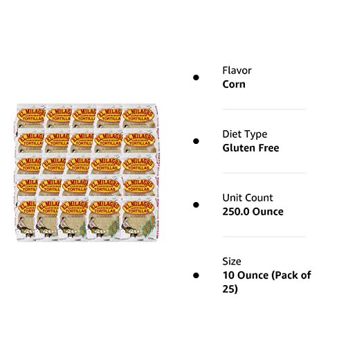 El Milagro Classic Corn Maiz Natural Soft Tortillas 25 Pack