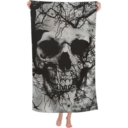 Skull Beach Towel, Skeleton Quick Dry Super Absorbent Microfiber Bath Towels,Dark Aesthetic Gothic Large Towels For Swimming Bathroom Spa Pool