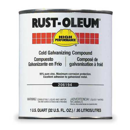 RUST-OLEUM 206194T 1 qt. Gray Solvent Galvanizing (Best Paint For Galvanized Metal)