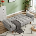 thumbnail image 6 of Aukfa 75" Flared Arm Futon Convertible Sofa Bed, Tufted Sleeper Couch for Home Office, Linen, Gray, 6 of 8