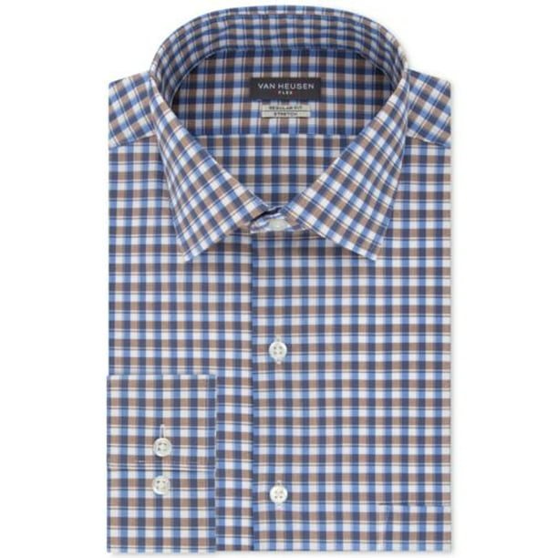 Van Heusen - Van Heusen Men’s Classic/Regular Fit Flex Collar Check ...