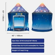 Rocket Ship Play Tent for Kids, Astronaut Spaceship Space Themed Pretend Playhouse Indoor Outdoor Games Party Children Pop Up Foldable Tent Birthday Toy for Boys Girls Toddler Baby,53 x 40 (DxH)