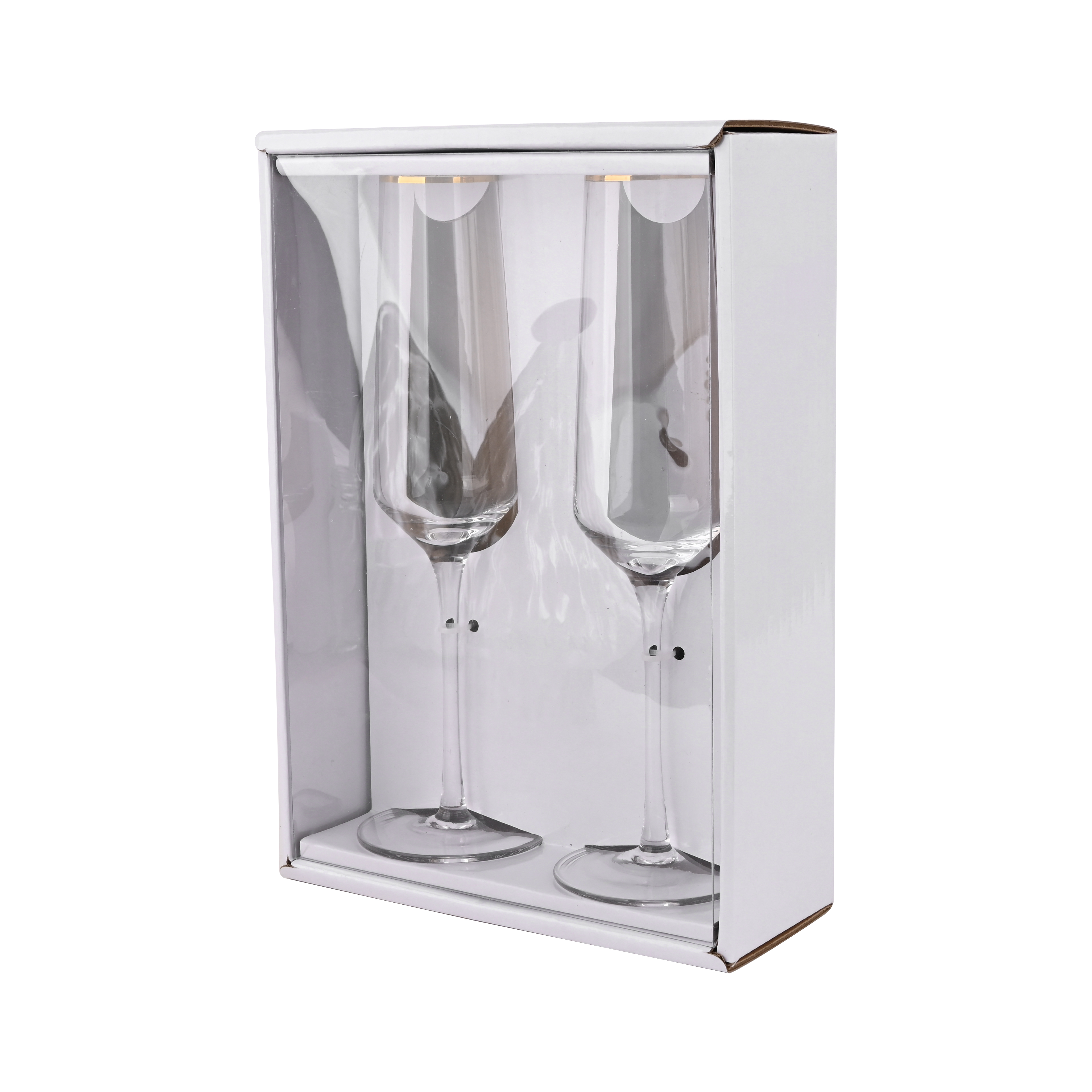 6oz Flute Glasses with Gold Rim - 2ct by Celebrate It – Elegant Champagne Glass Set for Weddings - Toasts - Anniversaries & Celebrations