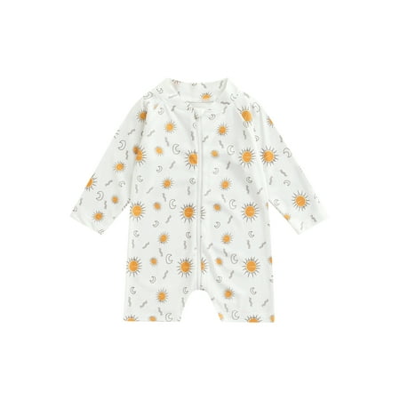 

Canis Infant Toddler Baby Boys Girls One Piece Swimsuit Zipper Swimwear Long Sleeve Bathing Suit