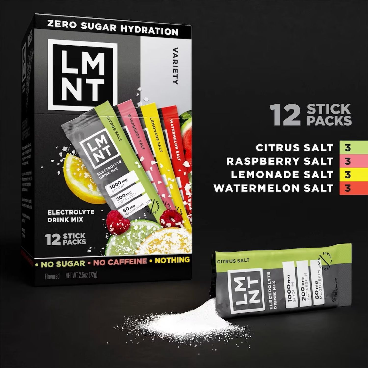 LMNT Zero Sugar Electrolyte Drink Mix - Variety - 12 Count