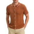 thumbnail image 5 of INSPIRE CHIC Men's Knit Shirt Button Down Short Sleeve Lightweight Casual Summer Knited Polo Shirts S Brown, 5 of 6