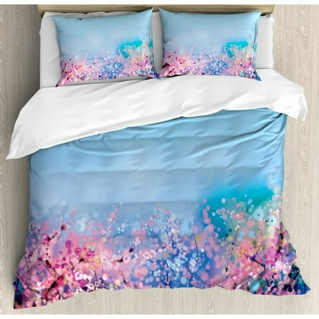 Ambesonne Watercolor Flower Home Retro Cherry Blossom Petal