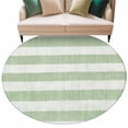 thumbnail image 2 of Round Area Rug 8ft,Sage Green Linen Striped Washable Carpet Non-Slip Runner Accent Rugs Indoor Floor Mat for Bedroom Living Room Decor,Vintage Farmhouse, 2 of 9