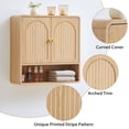 thumbnail image 5 of Wirrytor Modern Fluted Medicine Cabinet Storage, Wooden Bathroom Wall Cabinet with Hanging Rod Adjustable Shelf, Natural Oak, 5 of 10
