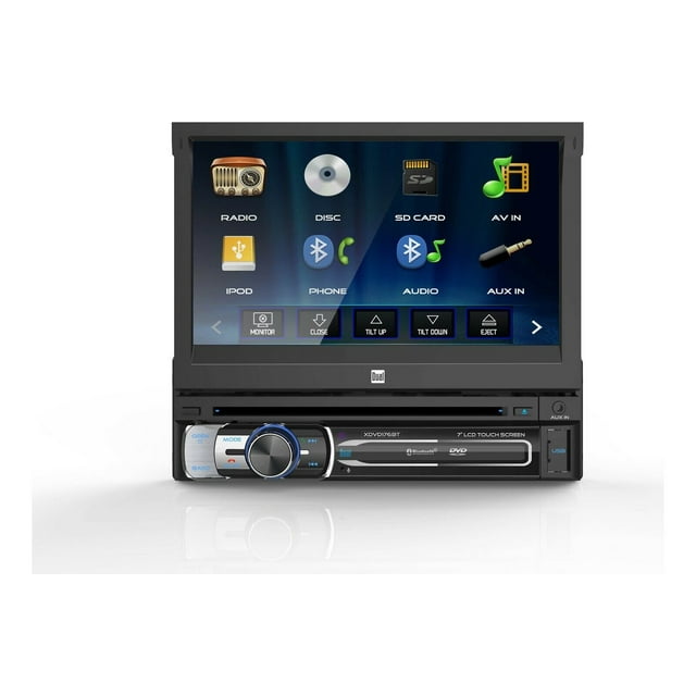 Dual XDVD176BT 7" Bluetooth 1-Din DVD Receiver Motorized Bundle