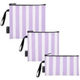 thumbnail image 2 of Haosy 3 Pack Reusable Ziploc Bags BPA Free Healthy Food Storage Bag Leakproof Sandwich Snack Freezer Bags Pale Violet and White Striped, 2 of 7