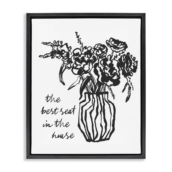 Stupell Industries Best Seat in House Bathroom Black Framed Floater Canvas Wall Art, design by Lettered and Lined