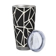 thumbnail image 2 of 20oz Car Cup Three-Piece Set Of Single Silver Edge No Smell Easy To Carry Heat Preservation For Daily Car Sports Travel Black Geometric Lines_2, 2 of 8