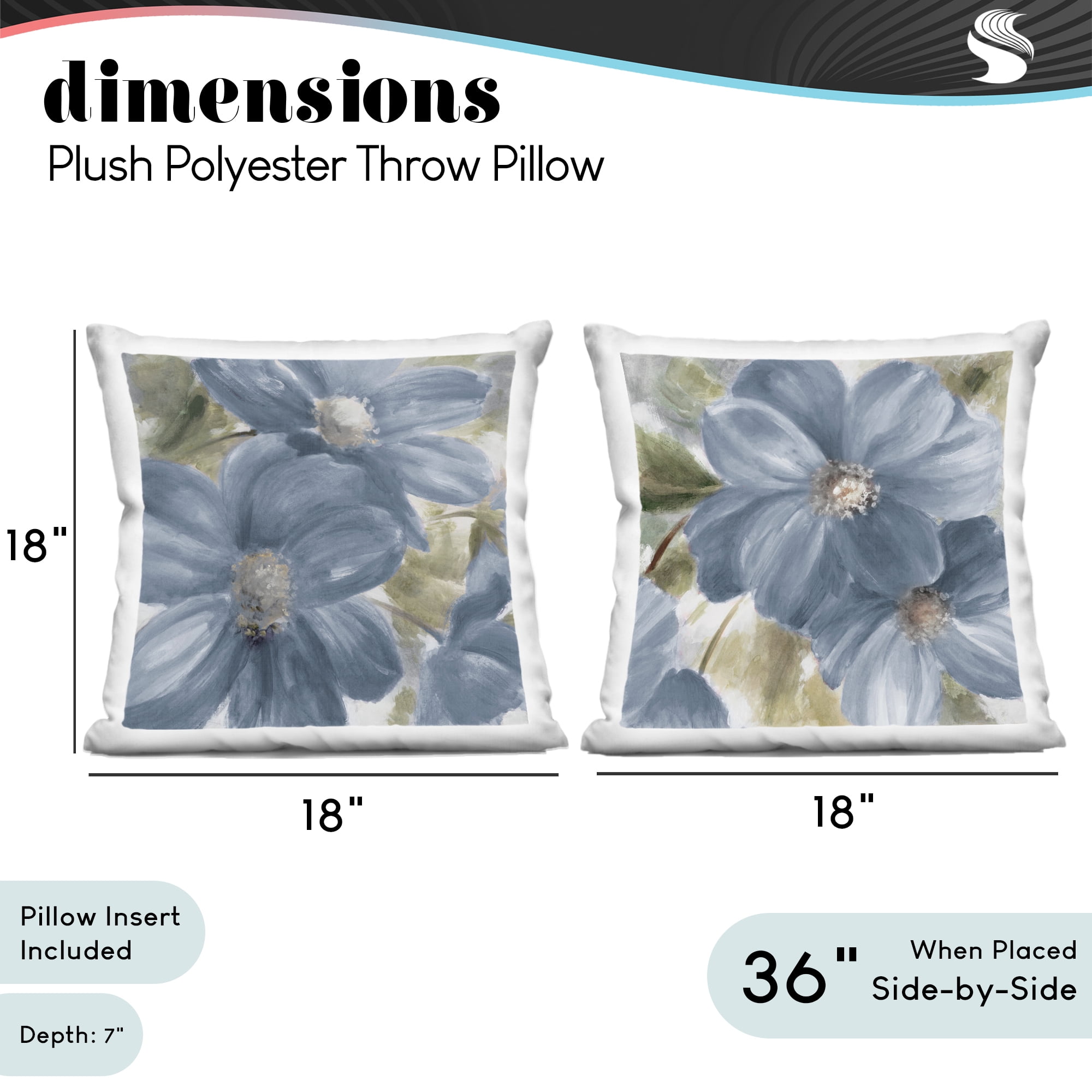 Stupell Industries Blue Beauty Florals 2 Piece Decorative Printed Throw Pillow Set, design by Lanie Loreth