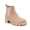 beige, variant on Women  slip-on Chelsea boots with a chunky block heel and non-slip serrated sole.
