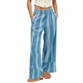 thumbnail image 2 of High Waist Women Striped Print Patchwork Loose Casual Pants Wide Leg Trousers, 2 of 5