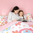 thumbnail image 5 of meiyoeat Cute Floral Alphabet Print 7-Piece Twin Bedding Sets For Girls,Cartoon Flowers Monogrammed S Letter Bedding Comforter Set For Kids,pink Reversible, 5 of 7