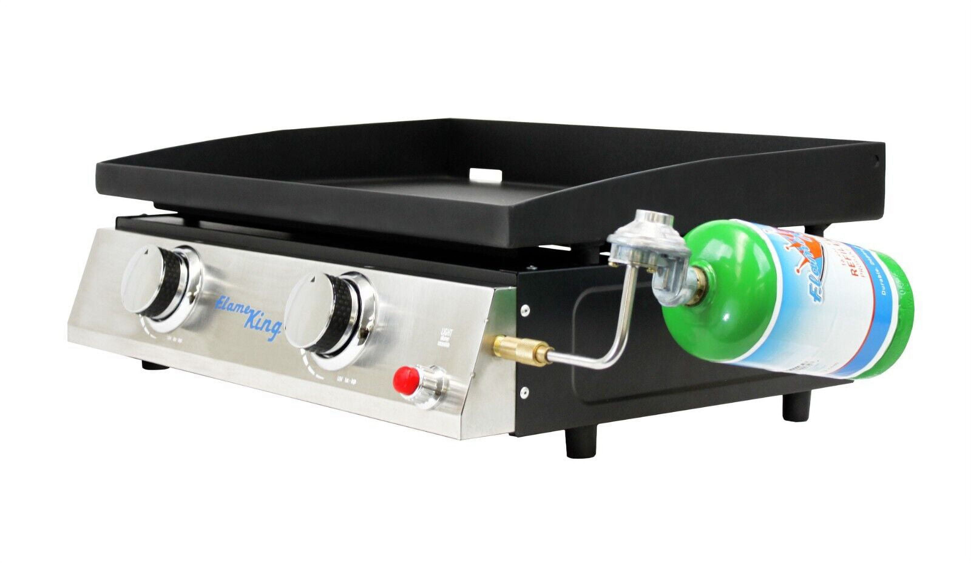 2-Burner Propane Tabletop, Heavy Duty Flat Top Cast Iron Outdoor Griddle Grill