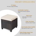 thumbnail image 3 of 2 Pieces Outdoor Ottoman, Wicker Ottoman Seat, Rattan Furniture, Footstool Footrest Seat with Cushions for Balcony, Garden, Brown + Cream, 3 of 5