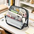 thumbnail image 6 of Standing Pencil Case with Base Large Capacity Stationery Pouch Pen Bag with Zipper for Women Men Brown-blue Butterfly Pattern, 6 of 7