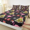 thumbnail image 3 of Manfei 3-Piece Christmas Festival Sheet Set, Twin - Green Tree & Flamingo, 3 of 7