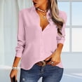 thumbnail image 2 of HBFAGFB Long Sleeve Button up Shirts for Women Fashion Simple Spring Summer Work Clothes Pink Size L, 2 of 9
