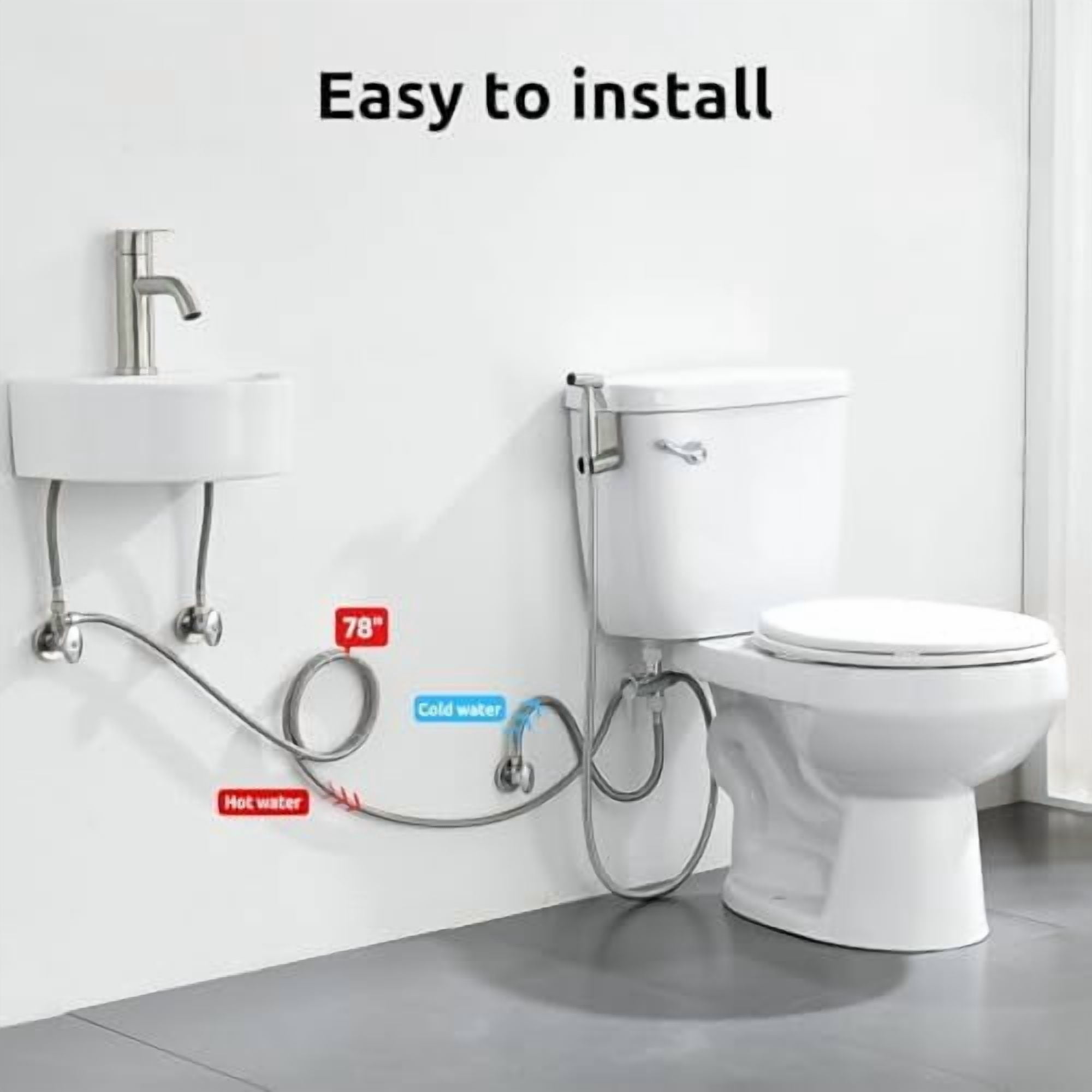 Hot and Cold Bidet Sprayer for Toilet,  Bidet Attachment for Warm Water, Bidet with Warm Water Muslim Shower, Ideal for Feminine Hygiene, Pet Cleaning, Cloth Diapers, and Elderly Care