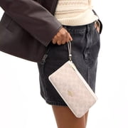 Coach Women’s Double Zip Wristlet Wallet in Signature Canvas (Sand / Chalk)