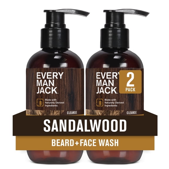 Every Man Jack Beard   Face Wash - Naturally Derived with Aloe and Glycerin - 6.7 oz Twin Pack