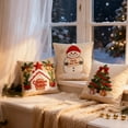 thumbnail image 2 of Cinvoph 18"x18" 3pcs Embroidered Christmas Throw Pillow Covers Linen Festive Xmas New Year Holiday Decor, Decorative Pillow Cases for Couch Sofa Bed Chair Living Room Home Decoration, 2 of 7