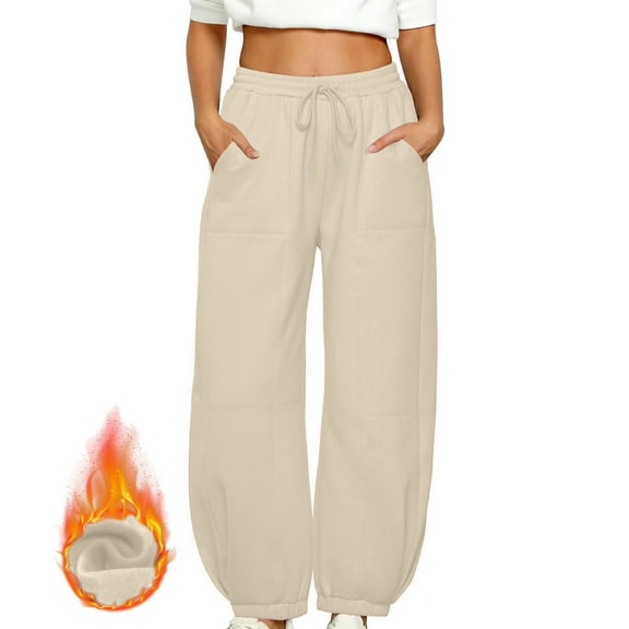 Viadha High Waisted Pants for Women Sweatpants Women Baggy Pull on High Waisted Joggers Athleisure Warm Trouser Sweat Pants with Pocket